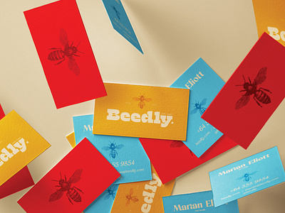 Beedly bee branding process coloful logo colors design freelance honey illustration package design packaging portfolio stationery typography visual identity