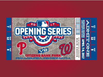 Phillies opening day ticket match-up phillies opening day baseball