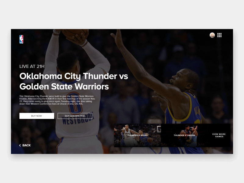 NBA Streaming App - Motion Study aftereffects basketball design interaction interface motion nba sports ui userexperience userinterface ux