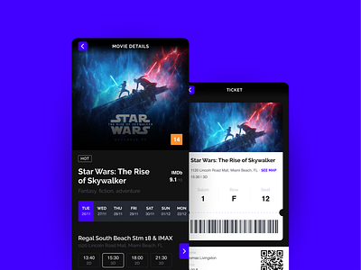 Cinema Ticket App app cinema interface mobile movie star wars ui ux