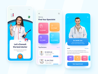Medical Mobile App app appdesign branding design doctor graphic design illustration logo medical medical mobile app mobile typography ui uiux