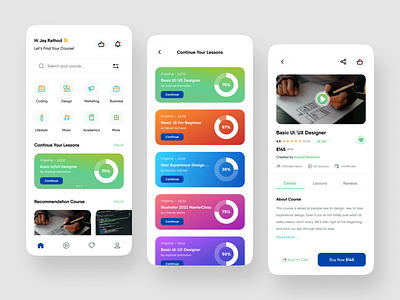 Online Learning Mobile App app app design clean ui e course app e learning elearning courses learn uiux learning learning platform minimal mobile mobile app modern online schoo product design ui uiux ux mobile