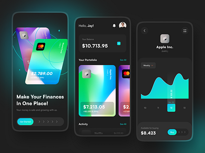 Financial Mobile App UI app appdesign banking credit card dashboard design finance fintech interface ios mobile mobile app mobile design transactions typography ui uiux user interface ux web