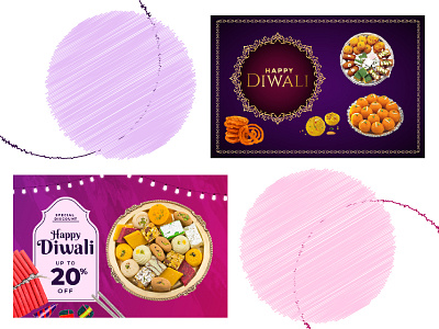Diwali banners colorful delicate design diwali snacks sweets traditional