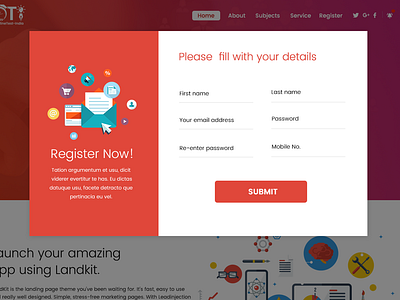 registration popup app design flat ui web website