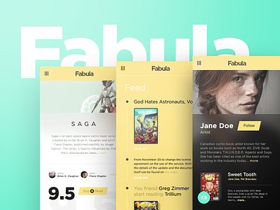 Fabula - Mobile Version comic book comics feed mobile rating service ui ux
