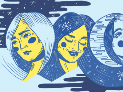 Galactic Ladies expressive faces girls illustration photoshop space stars