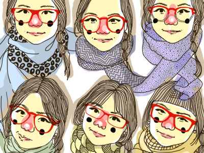 Emily Wong- Sketchy Miami digital drawing doodle girl glasses illustration pattern portrait scarf sketch sketchy miami tablet