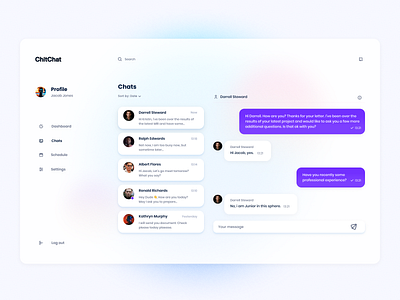 Chat Concept chat chat app chatbot chatting clean concept desktop figma glass morphism message messenger minimal purple saas simple ui ux voit team web