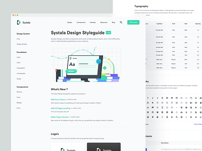 Systala Design Styleguide v2.0 branding buttons color components design design system form green iconography illustration input logo logotype minimal style guide system typography ui ui ux web