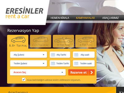 Eresinler Rent a Car car creative direction interface ui uiux web web design