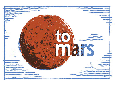 To mars 2colors illustration space stamp