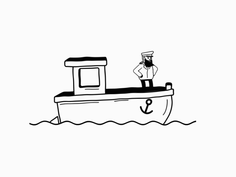 boat 2d adventure after effects black white boat fake 3d illustration motion design sailor