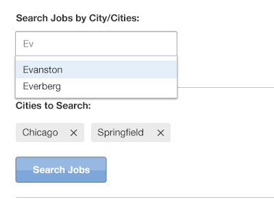 Auto-Complete City selector auto complete city job search selector ui