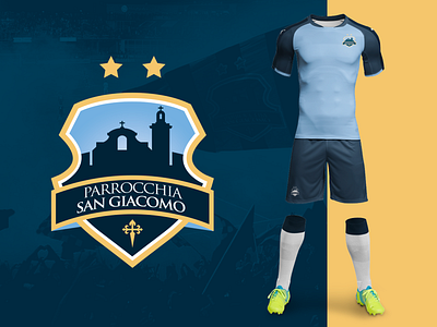 Parrocchia San Giacomo Football Logo brand branding concept creative design football graphic design inspiration ispire kit logo logo design minimal san giacomo shield soccer uniform