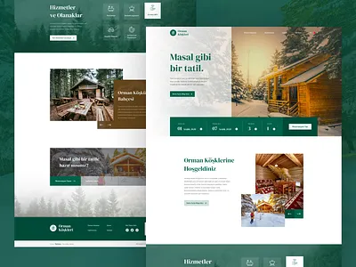 Forest Lodges Web Landing Page -2 clean design flat forest forest logo gradient landing page logo pine pine tree slider tiny tinyhouse ui web website