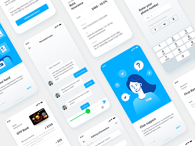 Fintech App bank card chat finance illustraion interface ios app log in mobile product design ui ux