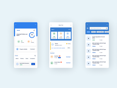 Learning App for Aspirants | Dashboard | Mobile UI Designs