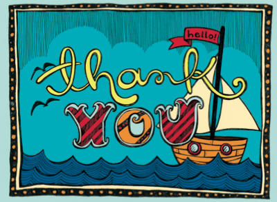 Thank you boat illustration ink thank you