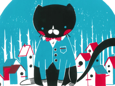 Galileo bird house cat illustration screen print