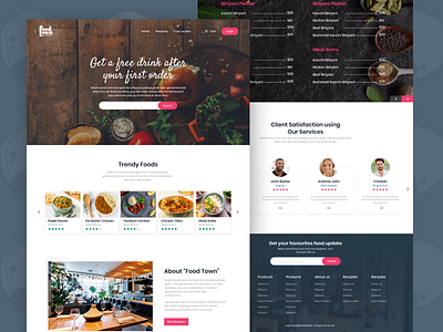 Food shop Landing page design concept