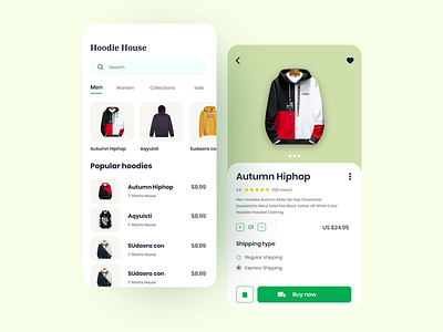 Hoodie online shop app design concept