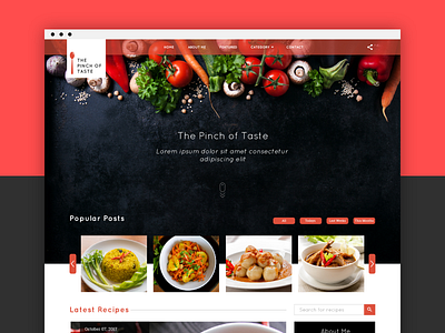 "The Pinch of Taste" a Food Blog Design blog food landing page ui web webdesign website