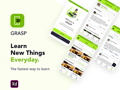 GRASP a Micro Learning App adobe xd app application learn learning app micro learning mobile ui ux