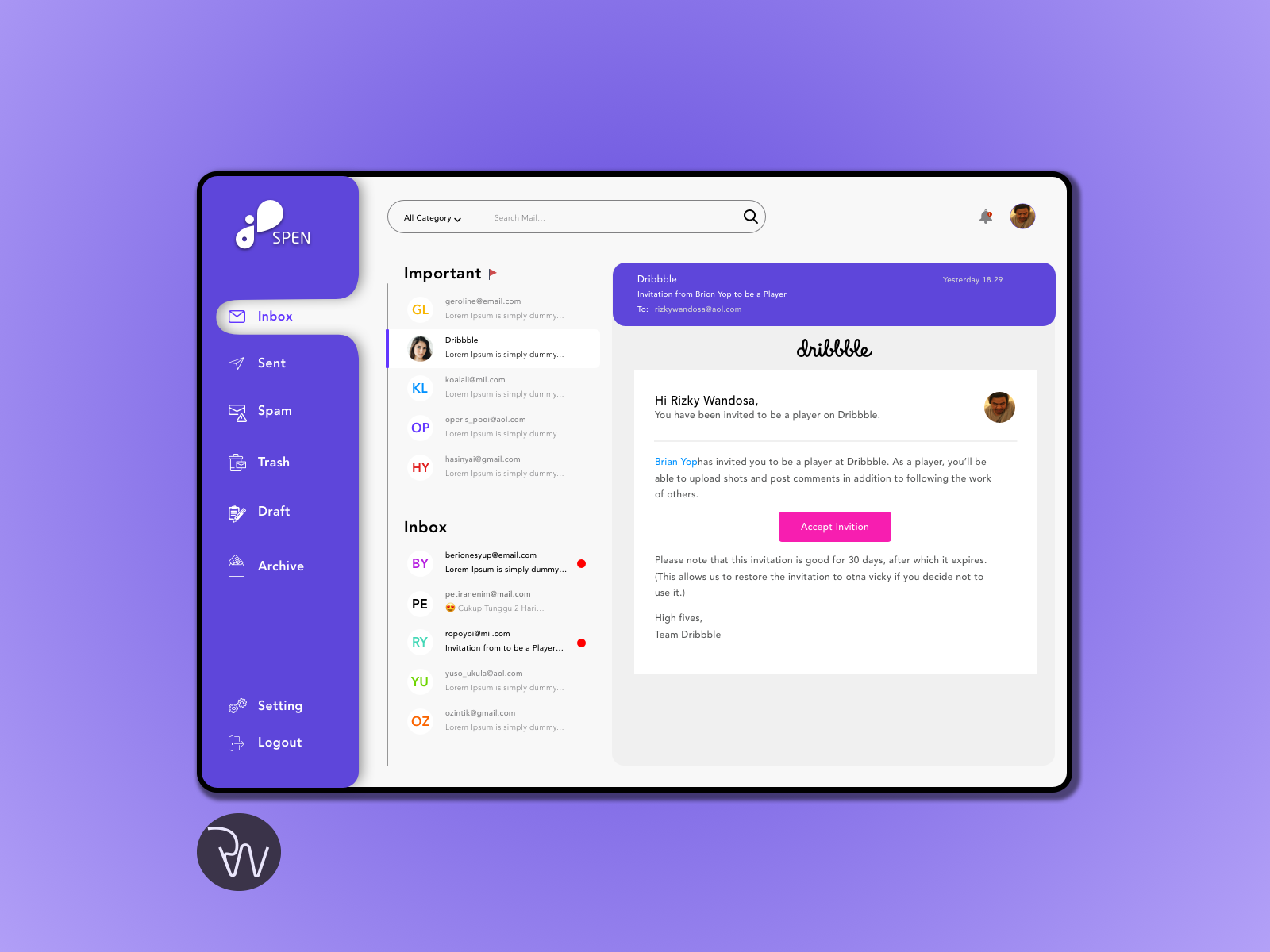 Email Application Design by Rizky Wandosa on Dribbble