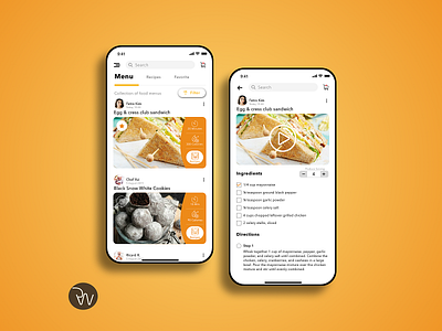 Recipes App Design app design flat icon illustration illustrator ui ux web website