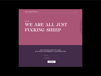 Experimental UI design - no. 5 curse landing landing page minimal motivation newsletter one pager pastel serif subscribe typography ui ui design web design