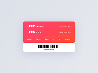 Daily UI - Boarding Pass aircraft boarding pass daily ui gradient plane plane ticket terminal ticket typography ui webdesign
