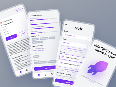 Applying to a job apply applying call to action feedback job description jobs profile success ui ui design uxui webdesign