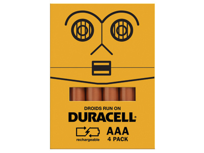 C3PO Duracell Promo Packaging batteries campaign design duracell limited edition package design promotion design starwars toys