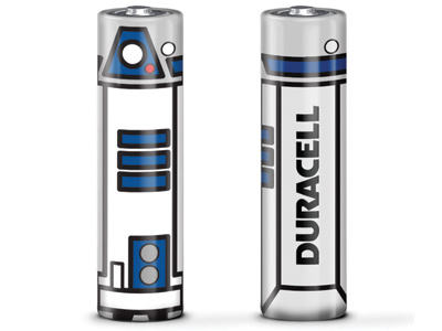 R2-D2 Batteries batteries design package design packaging pop icon promotion design r2 d2 star wars strategic thinking systems design