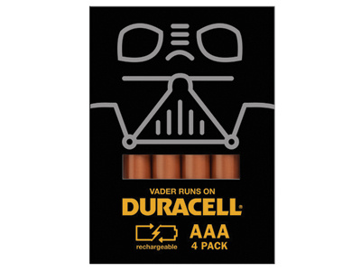 Darth Vader Duracell Promotional Package Design batteries darth vader design package design packaging pop icon promotion design star wars strategic thinking systems design