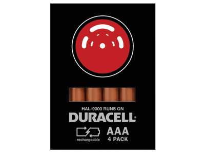 Hal-9000 Duracell Promotional Package batteries design hal 9000 package design packaging pop icon promotion design star wars strategic thinking systems design