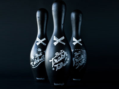 Icono Pins award design bowling pins brand design craft hand done hand made lettering marker typography