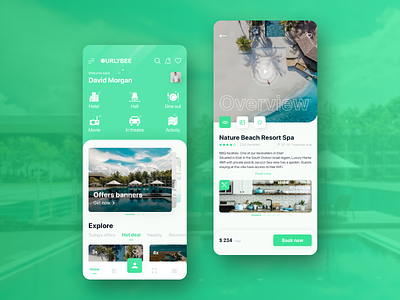 Travel app: Home screen app booking clean design details explore hotels mobile design planning travel trip ui ux