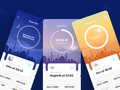 Muslim Prayer App app booking calendar clean design graphic home illustration interface mobile modern muslim ui ux web