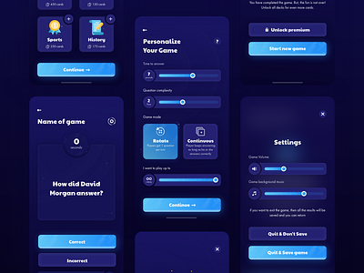 Alcohol Game App Part 2 alcohol app clean create design elements game graphic home illustration interface mobile modern profile quiz settings test ui ux