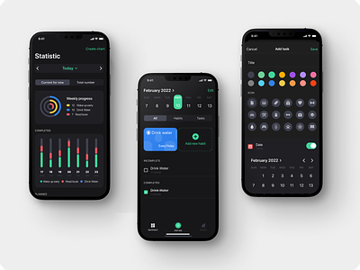 Plan the day - IOS native app app chart design gapsy interface ios iosnative mobapp mobileapplication native planner statistic task manager to do list ui ukraine ux water balance
