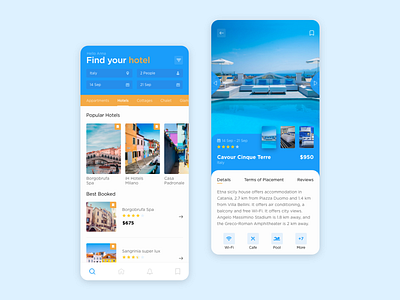 Hotel Booking App app booking filter home hotel interface mobile search travel ui ux