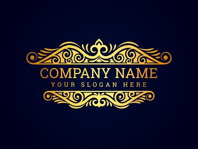 Luxury premium royal logo with golden ornament badge logo creative logo hand drawn royal logo vintage logo