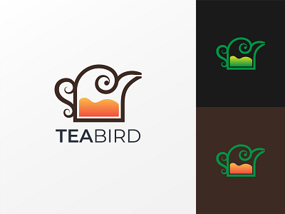 Tea Bird logo concept combination of kettle app icon bird logo branding colorful concept creative design creative logo freebie green tea icon logo design logotype traditional