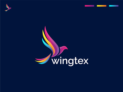 Wingtex app icon bird logo branding colorful communication creative logo freebie graphic design icon illustration logo logo design logotype modern logo wing