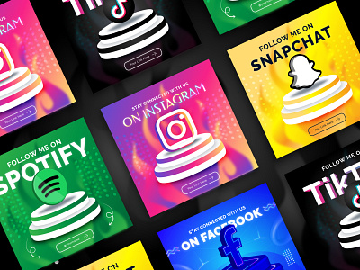 Follow me social media post design in 3d style ads facebook story snapchat social kit socialmedia spotify