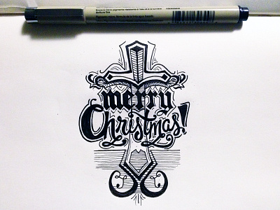 Merry Christmas christmas gothic hand lettering lettering merry christmas micron script sketch