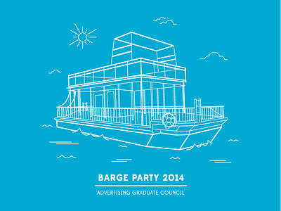 Barge Party austin barge illustration lake line line art ryan putnam shirt thang vector