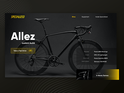 Specialized - Custom Bikes 🚴🏻 bicycle bicycle shop bike bike ride branding customize product cycling dark ui design design promo ecommerce interface minimalism product details specialized uiuxdesign visual identity webdesign